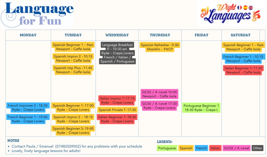 Language for Fun IOW 2024-2025 Timetable Autumn Term