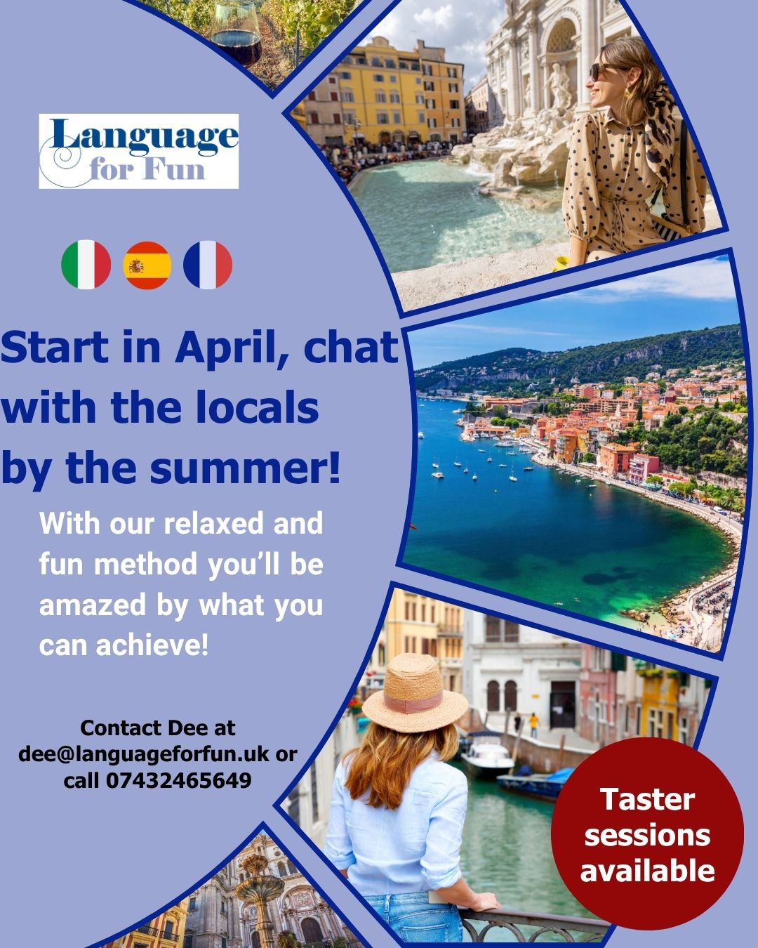 Now Enrolling for April- French, Italian and Spanish Courses in Malvern and Ledbury