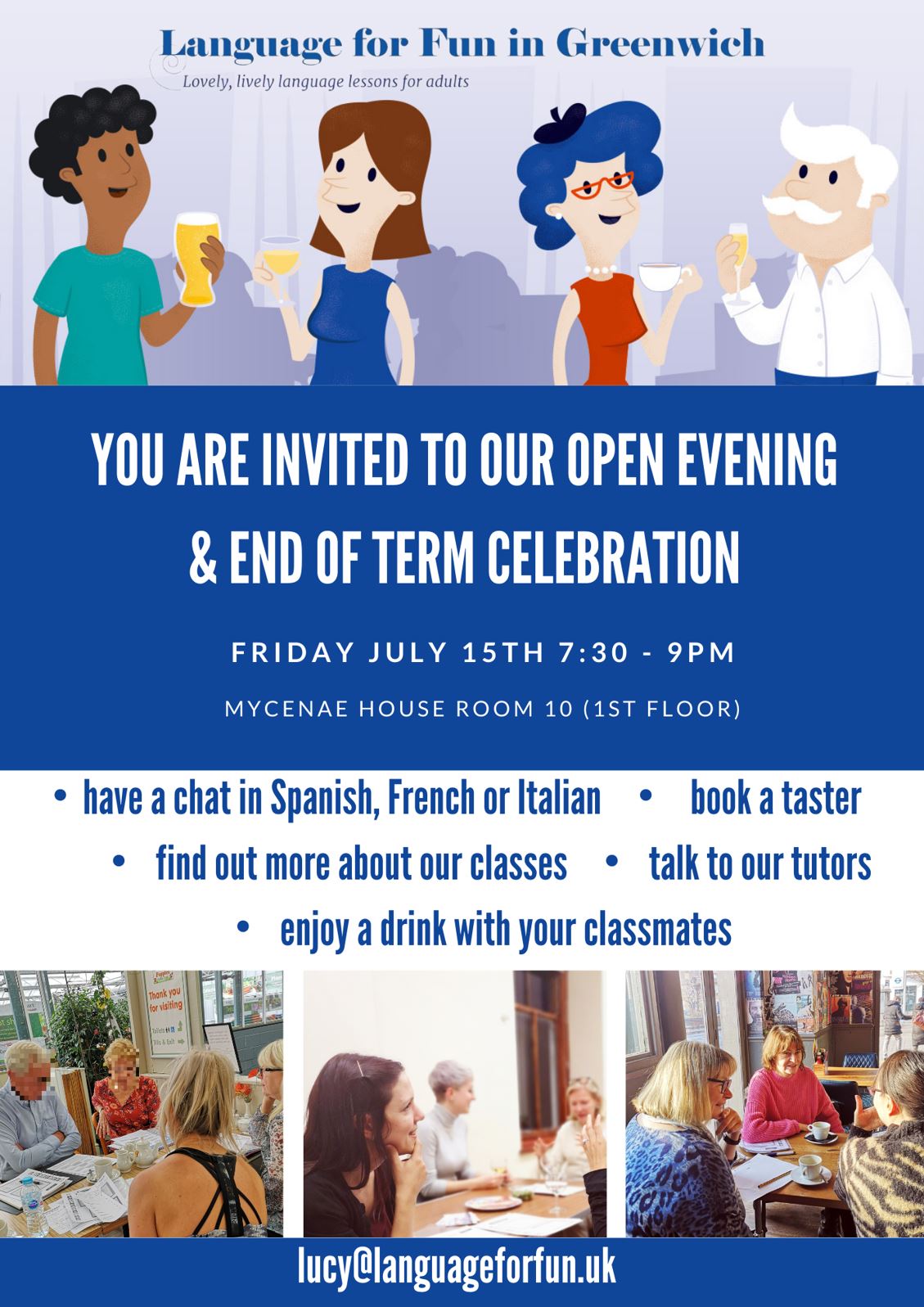 French Spanish Italian for Fun Open Evening