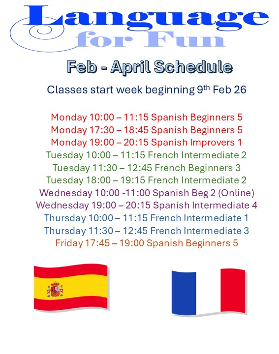 February Spanish & French Classes coming soon to Newtownards