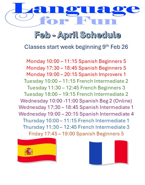February Spanish & French Classes coming soon to Newtownards