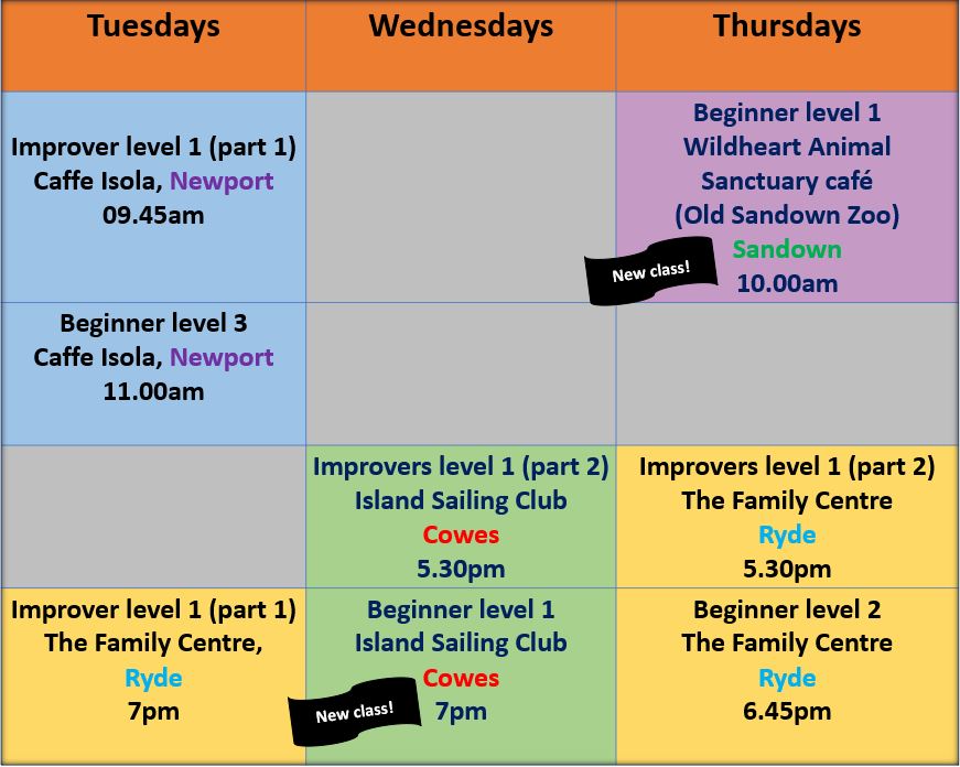 Autumn term 2023 class timetable